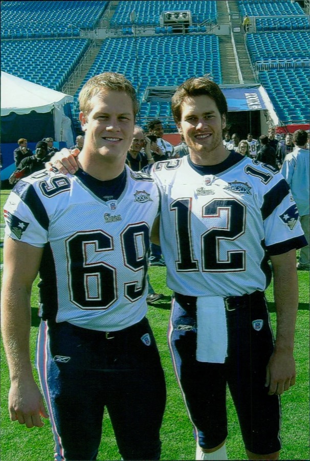 Buck Rasmussen with Tom Brady, New England Patriots jerseys